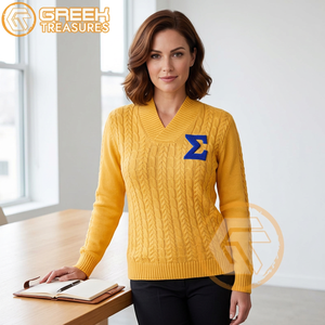 Cardigan personnalisé en acrylique brodé Sigma Gamma Rho, col en V, hiver, décontracté, qualité supérieure, respirant, pour femmes grecques de sororité - Product Image 3