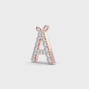 Rose Gold Plated Trendy Unisex Letter a Pendant Moissanite Charm Round Brilliant Stone Personalized Jewelry for Gift and Party - Product Image 1