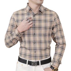 Chemise Homme Manches Longues Tendance Dégradé de Couleurs Logo Personnalisé 100% Coton Design Décontracté Qualité Supérieure Anti-Plis Automne - Product Image 1