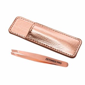Pinza Inclinada Mini ZETOMED PRO Color Oro Rosa - Acero Inoxidable, Punta Lisa, Herramienta Duradera para Pestañas - Product Image 6