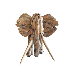 Sculpture d'éléphant en racine de teck artisanale - Décoration animale en bois naturel pour la maison et le bureau - Product Image 2