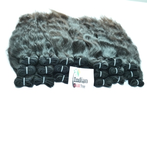 Extensions de cheveux humains indiens noirs 100 % naturels, ondulés, traités à la machine, provenant d'un seul donneur, tissage naturel, pour l'exportation - Product Image 3