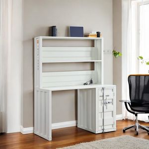 Scrivania Cargo con mobiletto superiore in finitura bianca per la configurazione del tuo computer a casa o in ufficio - Product Image 1