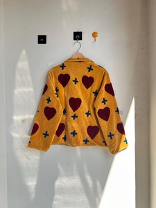 Abrigo de Invierno de Lujo para Mujer, Estilo Boho Chic, Artístico, con Bordado de Corazón y Cruz, Chaqueta de Terciopelo Bordada - Product Image 5