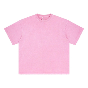 Camiseta de algodón 100% personalizada, negra lisa, oversize, con estampado en caliente, lavado ácido, de punto, en blanco, con efecto desgastado, para venta al por mayor - Product Image 2