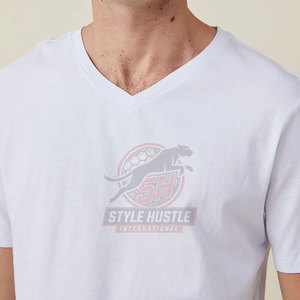 Diseña Tu Propio Logotipo, Camisetas de Cuello en V para Hombre Hechas de Algodón, Diseño Personalizado, Camisetas de Cuello en V para Hombre Estilo Urbano - Product Image 3