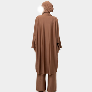 Traje de Baño Musulmán Personalizado para Mujer, Modesto, de Cobertura Completa, Ecológico, de Corte Alto, en Poliéster/Nailon, Burkini con Cremalleras Delanteras y Estampado - Product Image 3