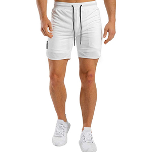 Pantalones Cortos Deportivos Casuales para Hombre, Blancos, 100% Poliéster, Transpirables, de Secado Rápido, con Cordón Ajustable, Cintura Media, para Correr y Gimnasio - Product Image 1