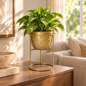 Premium Gold Metal Planter <b>Stand</b> for Living Room Office Hotel Decor Indoor <b>Plant</b> Holder Modern Home Decoration Chic Stylish Best - Product Image 1