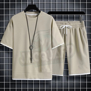 Conjunto de Pantalones Cortos Casuales de Verano para Hombre, Estilo Moderno, Camiseta de Manga Corta, Pantalones Cortos Deportivos Sólidos, Conjunto de 2 Piezas de Ropa de Marca para Hombre - Product Image 4