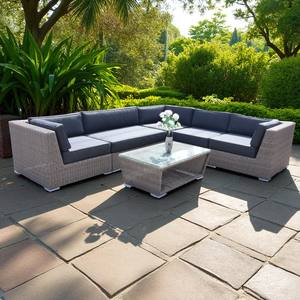 Ensemble de canapés d'extérieur en rotin PE tissé à la main de luxe PRSF-C-TH5-HR, en forme de L, meubles de jardin avec coussins et table - Product Image 3