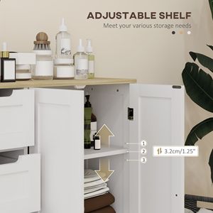 Mobile bagno moderno autoportante con 4 cassetti, 2 ante e ripiano regolabile, bianco - Product Image 5