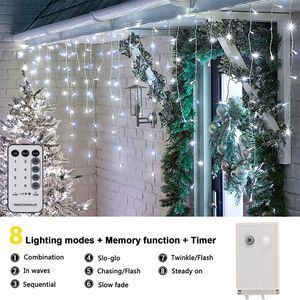Guirlandes lumineuses LED en forme de rideau de glaçons pour mariage, Noël, fête, utilisation intérieure et extérieure - Product Image 5
