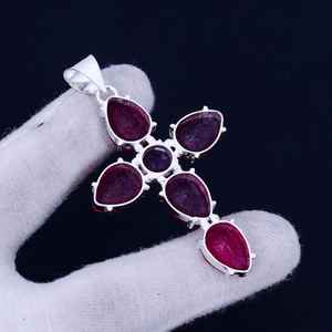 Pendentif croix en onyx rouge, bohème, argent sterling 925, bijoux faits à la main, collier en pierre naturelle, vente en gros pour femmes - Product Image 5