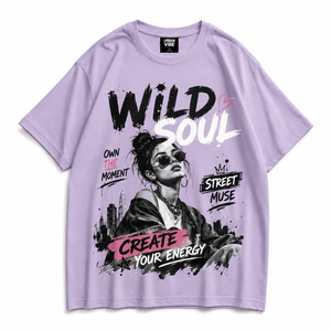 เสื้อยืดคอกลมสีลาเวนเดอร์สำหรับผู้หญิง URBAN VIBE แขนสั้น พิมพ์ลายตัวอักษร ดีไซน์ลำลอง ทรงหลวม ผ้าฝ้าย 100% ระบายอากาศได้ดี สามารถสั่งทำได้ - Product Image 1