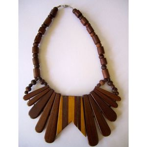 Vintage Eco-Friendly Wooden Jewelry Necklace for Women Handcrafted From Bamboo and Wood - Product Image 4