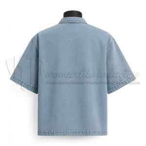 Camisa de Trabajo Casual de Mezclilla Ligera para Hombre, Precio Económico, Transpirable, Ecológica, Otoño, ODM, 100% Algodón Orgánico, Alta Calidad - Product Image 2