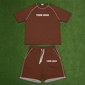 Conjunto de Camiseta y Pantalones Cortos de Algodón 100% Transpirable con Logotipo de Diseño Personalizado, Ropa Urbana de Dos Piezas para Hombre, Moda Urbana OEM, Verano - Product Image 6