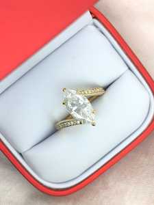 Customizable 14K 18K gold Set Simple <b>Love</b> Women's Wedding Marquise Ring labgrown diamond Engagement Anniversary - Product Image 5