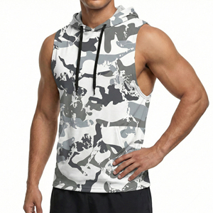 Wholesale Custom Fitness Apparel Men's Urban Camouflage Sleeveless Hoodie <b>Drop</b> Armhole Muscle Tank Top Gym Workout Streetwear - Product Image 2