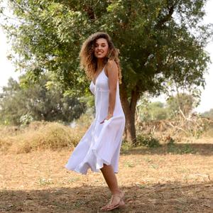 Vestido Midi Bohemio de Algodón y Lino Blanco para Mujer, Sin Mangas, Cuello en V, Ligero, Vestido de Verano - Product Image 3