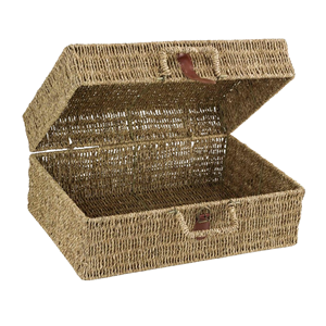 Wholesale Seagrass <b>Storage</b> Basket <b>Suitcase</b> With Handle, Handwoven Wicker File Document Organizer Box, Crafted In Vietnam - Product Image 3