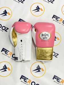 Gants de boxe à lacets pour adultes en cuir véritable avec sangle de poignet réglable pour l'entraînement professionnel, le sparring, la frappe sur sac et l'utilisation en salle de sport - Product Image 1