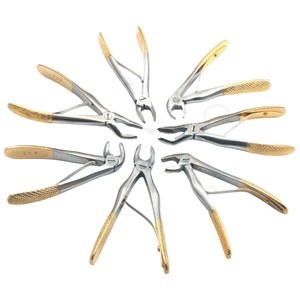 Fórceps de extracción dental de acero inoxidable de alta calidad Instrumentos quirúrgicos dentales chapados en oro de HEXA CARE - Product Image 1