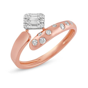 แหวนทองคำชมพูประดับเพชรทรงมรกต - Product Image 4
