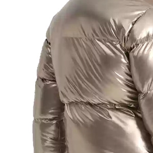 Golden Metallic Camouflage <b>Quilted</b> Jacket Unisex Winter Casual Zipper Closure Stand Collar Long Waterproof Windproof <b>Thick</b> - Product Image 5