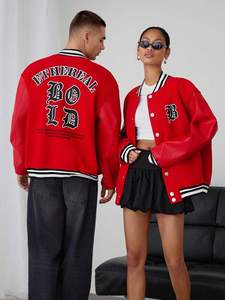Blouson universitaire unisexe pour hommes et femmes, mélange de laine avec manches en similicuir, style urbain, veste chaude de type varsity, style streetwear - Product Image 5