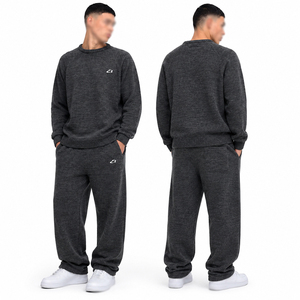 Conjunto Deportivo de Dos Piezas para Hombre, Sudadera con Capucha y Cuello Redondo en Mezcla de Algodón, Pantalones Deportivos, Ropa Deportiva Urbana, Logotipo Personalizado, Directo de Fábrica - Product Image 1