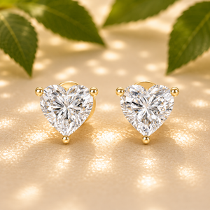 Boucles d'oreilles clous en diamant de laboratoire en forme de cœur, certifiées IGI DEF VVS VS, en or massif, vente en gros d'usine, fabricant de bijoux OEM ODM - Product Image 1