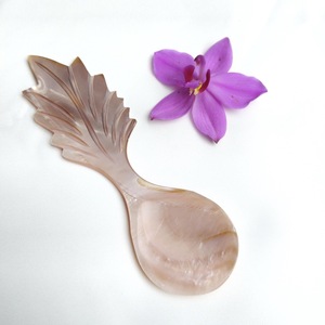 Cuillère à servir en nacre naturelle ILAHI, faite à la main, style bohème, blanche, non toxique, en plastique PE, pour fêtes, Uttar Pradesh - Product Image 4