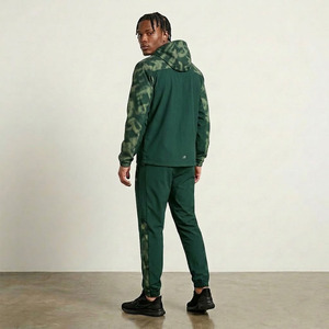 Ensemble de survêtement décontracté unisexe vert forêt avec logo personnalisé, 2 pièces, vente en gros, 100% polyester, léger, à capuche, pour le jogging - Product Image 4
