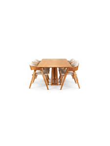 Modern <b>Luxury</b> Wooden <b>Dining</b> Table with <b>6</b> Armchairs Mid Century Style Premium Stable <b>Dining</b> Furniture for Home Hotel Restaur - Product Image 1