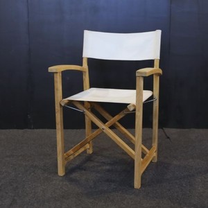 Silla de Director de Madera de Teca con Tela para Exteriores, Plegable, Respaldo Recto, Brazos Rectos, Diseño Minimalista, Modelo CHA18 - Product Image 1