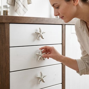 Poignée de meuble en fonte blanche en forme d'étoile de mer, design moderne, pour armoire, tiroir, placard, maison, bureau - Product Image 4