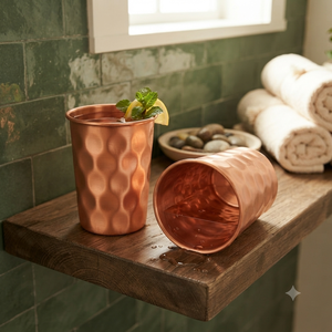 Hammered <b>Copper</b> Water Glass Set Pure <b>Copper</b> Drinking Tumblers Handmade Ayurvedic Cups Kitchen Dining Wholesale Supplier Exporter - Product Image 3