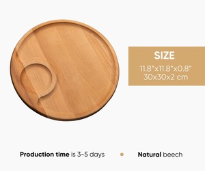 Wooden Coffee Tray Rustic Charcuterie Board Wood Snack Platter Round Serving Dish Engraved Wood Tray Appetizer Plate - Product Image 2