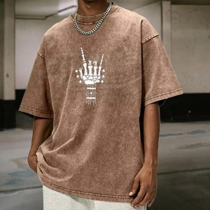 Camiseta de manga larga oversize para hombre con estampado de guitarra y esqueleto estilo rock and roll, logotipo personalizado, de algodón y fibra de bambú, color liso, de secado rápido - Product Image 2