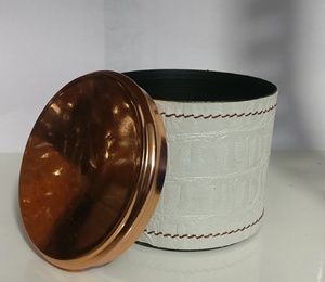 กระปุกเทียนหนังทรงกระบอกพร้อมฝาสีโรสโกลด์ ที่ใส่เทียนหนังพร้อมฝาปิด - Product Image 5