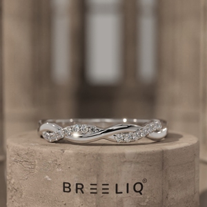 แหวนแต่งงานทองคำแท้ 14K ดีไซน์เกลียวประดับเพชรแล็บโกรว์ รูปแบบอินฟินิตี้สำหรับผู้หญิง - Product Image 6