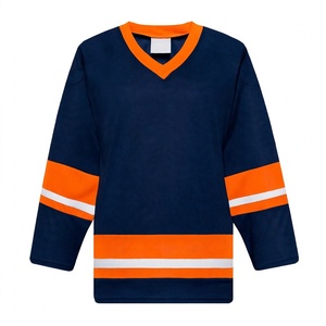 Camiseta de Hockey sobre Hielo Azul Oscuro para Hombre, Sublimada, Cuello en V, Manga Larga, Ropa de Práctica de Equipo, Uniforme Deportivo, Ropa de Entrenamiento - Product Image 1