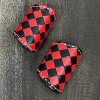 Handgefertigter Leder-Bandana-Ring im Western-Stil, Schachbrett-Bandana-Manschette, Stilvoller Bandana-Halter für Cowgirl- und Cowboy-Outfits