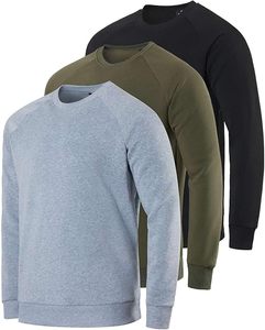 Sweat-shirt à col rond pour homme, doublure en polaire douce pour l'hiver, pull sportif uni, coupe-vent, respirant, coton et bambou écologiques - Product Image 2