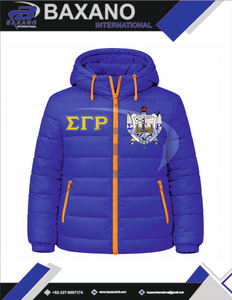 Chaqueta Acolchada con Capucha de la Hermandad Sigma Gamma Rho, Chaqueta de Alta Calidad, Chaqueta Varsity Acolchada para Mujer - Product Image 4