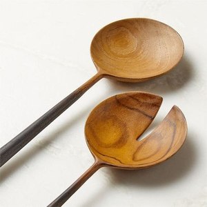 Ensemble de couverts de cuisine en bambou naturel pour servir les salades, cuillère, fourchette, pour la cuisson, le service et la décoration de table moderne. - Product Image 4
