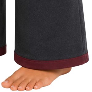 Ensemble de pyjama long à manches longues pour femme, couleur anthracite et bordeaux, avec cardigan court et pantalon large, doux, respirant, pour la détente et le sommeil, personnalisable - Product Image 3