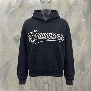 Sudadera con Capucha Negra para Hombre Snowgrace, de Felpa de Algodón, Informal, con Logotipo Frontal y Bolsillo, Corte Regular, para Otoño - Product Image 3